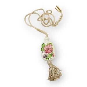 Avon Tender Blossoms Necklace Hand Painted Ceramic Floral Flower Vintage 70s 25"